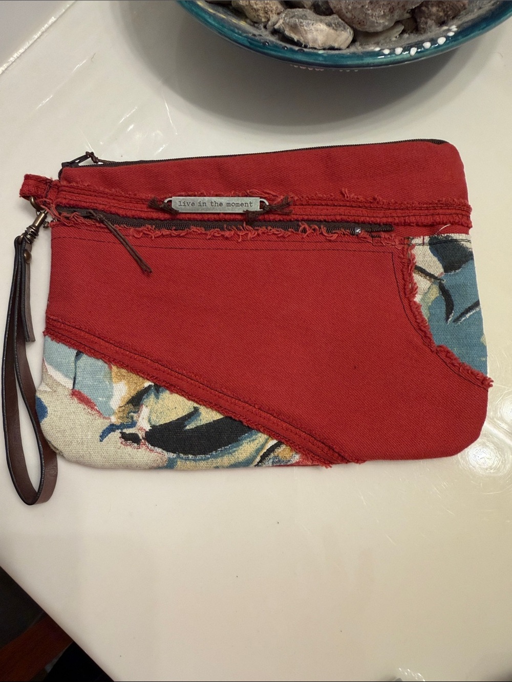 “Live in the Moment” red wristlet/clutch- NWOT